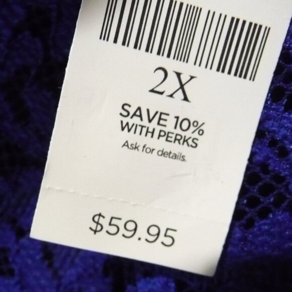 CATHERINES SIZE 2X ROYAL BLUE LACE TOP - Picture 4 of 11